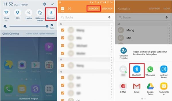 Per Bluetooth Samsung Kontakte übertragen