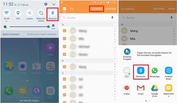 Per Bluetooth Samsung Kontakte übertragen