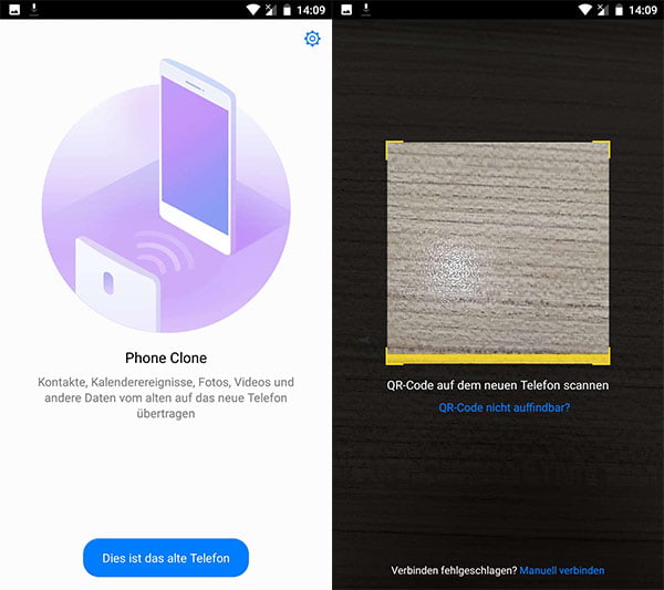 Phone Clone QR-Code scannen