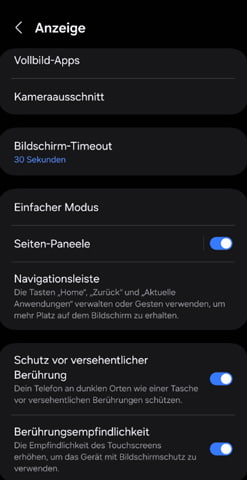 Samsung Berührungsempfindlichkeit anpassen