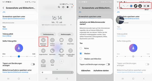 Samsung-Bildschirm direkt aufnehmen