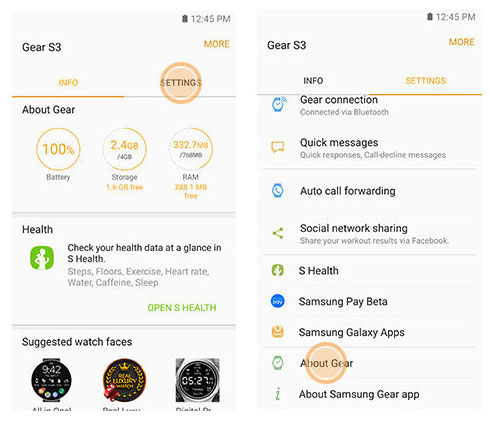 Samsung Gear Manager einstellen