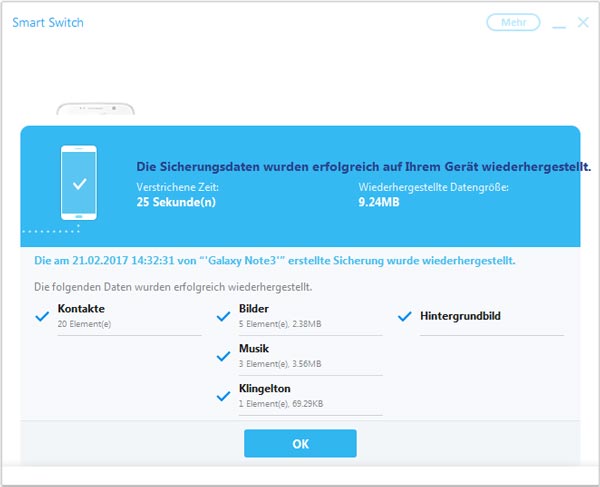 Samsung Kontakte wiederhergestellt sein