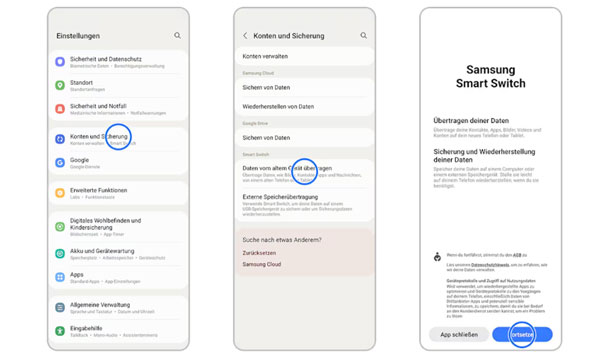 Daten von Android auf Android übertragen mit Samsung Smart Switch