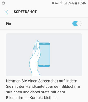 Screenshot auf Samsung mit Wischgeste machen