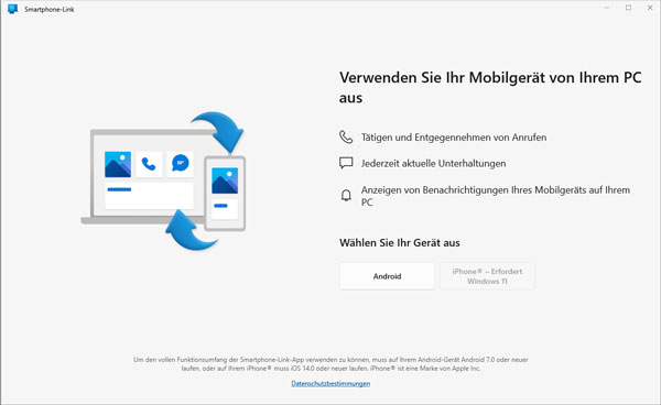 Smartphone-Link App öffnen