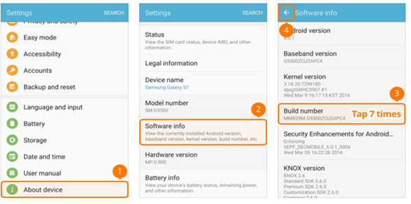 Entwickleroptionen auf Samsung Galaxy S5/S6/S7 öffnen