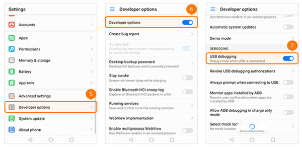 USB Debugging auf Huawei aktivieren