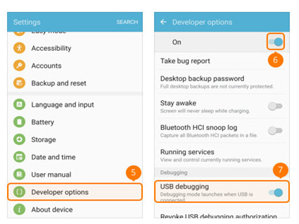 USB Debugging auf Samsung Galaxy S5/S6/S7 aktivieren