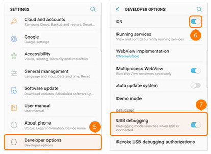 USB Debugging auf Samsung Galaxy S8/S8 aktivieren