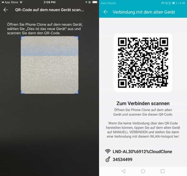 Verbindung mit QR-Code herstellen