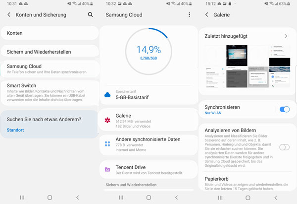 Videos aus Samsung Cloud wiederherstellen