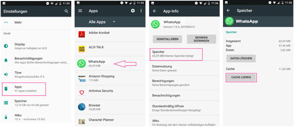 WhatsApp-Cache auf dem Android-Gerät leeren