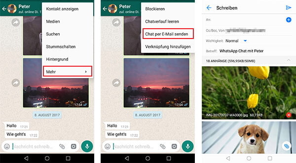 WhatsApp Nachrichten per E-Mail senden