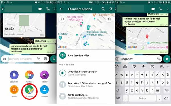 WhatsApp-Standort auf Android teilen