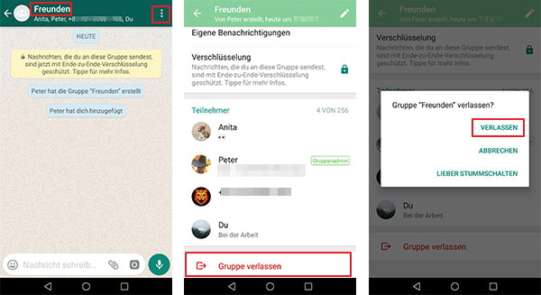 Auf Android WhatsApp Gruppe verlassen