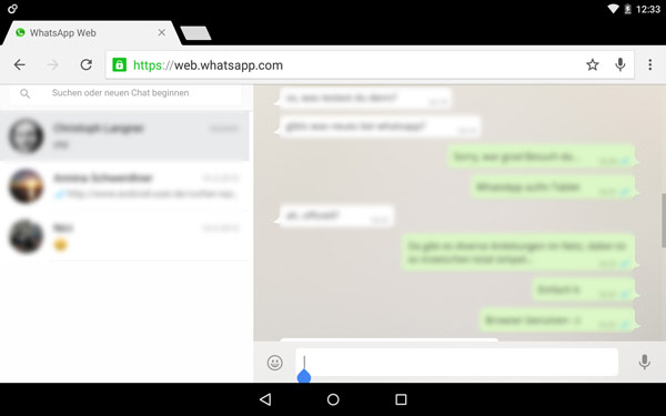 WhatsApp Web auf Tablet verwenden