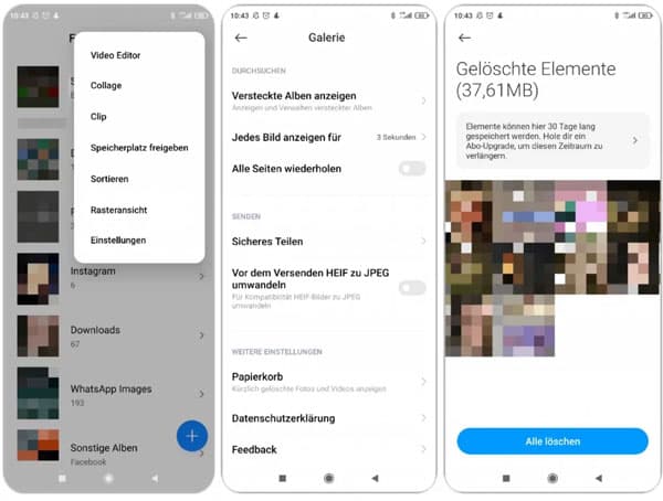 Android Papierkorb finden