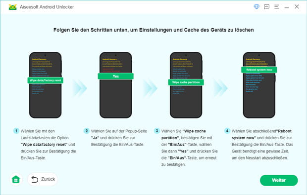 Die Einstellungen und den Cache löschen