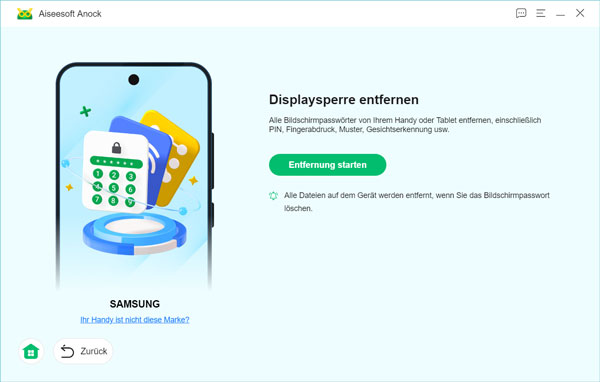 Displaysperre Entfernung starten