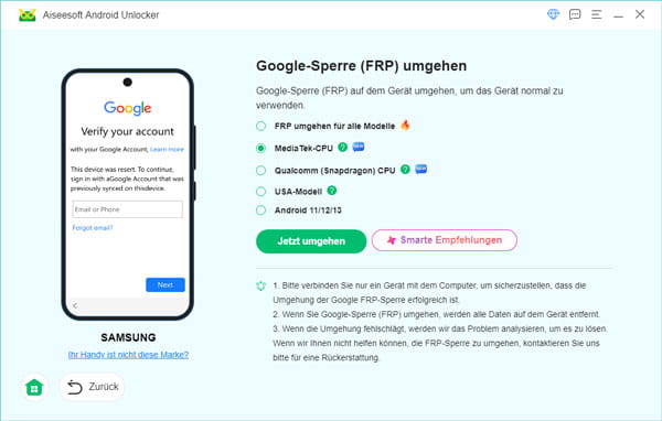 MediaTek-CPU auswählen