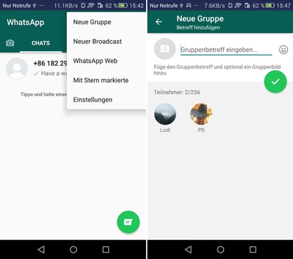 Android WhatsApp Gruppe erstellen
