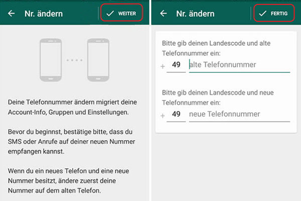 WhatsApp Nummer wechseln Android