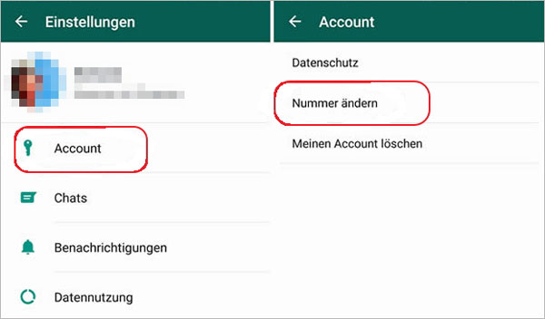 WhatsApp Nummer ändern