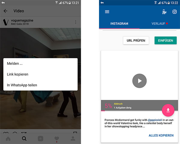 Instagram Video Downloader für Android