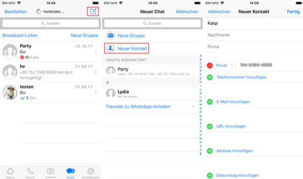 Für iPhone WhatsApp Kontakt hinzufügen