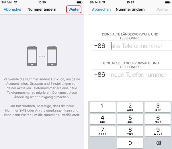 WhatsApp Nummer wechseln iPhone