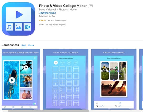 Video Collage erstellen mit Photo & Video Collage Maker Handy-APP