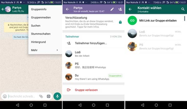 Teilnehmer in die Android WhatsApp Gruppe hinzufügen