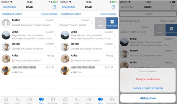 iPhone WhatsApp Gruppe verlassen