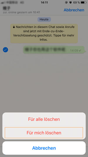 Whatsapp nachricht für mich löschen rückgängig