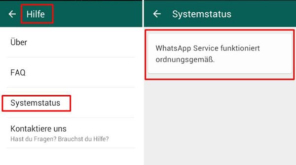 WhatsApp Systemstatus checken