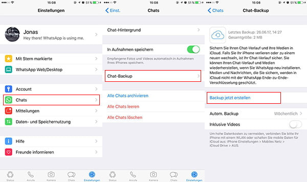 WhatsApp Backup in iCloud erstellen