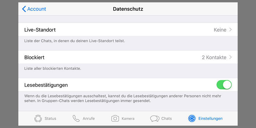 WhatsApp Blaue Haken deaktivieren