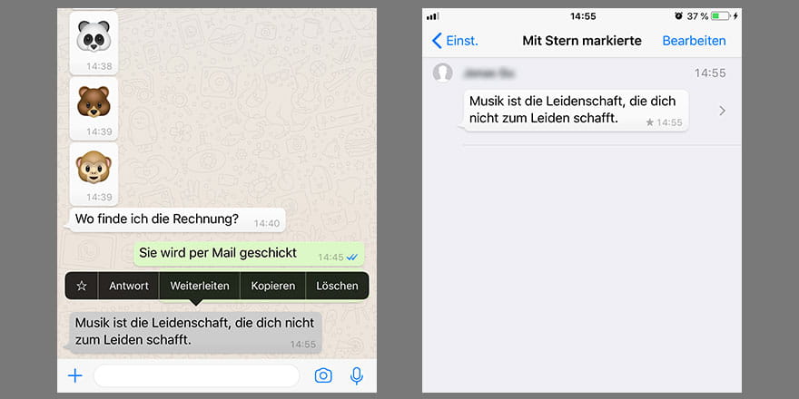 WhatsApp-Nachrichten als Favoriten markieren