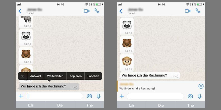 WhatsApp-Nachrichten zitieren