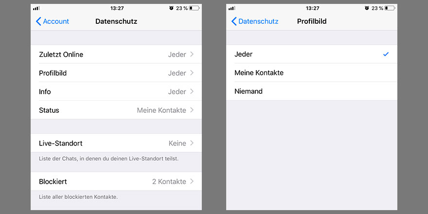 WhatsApp Profilbild verbergen