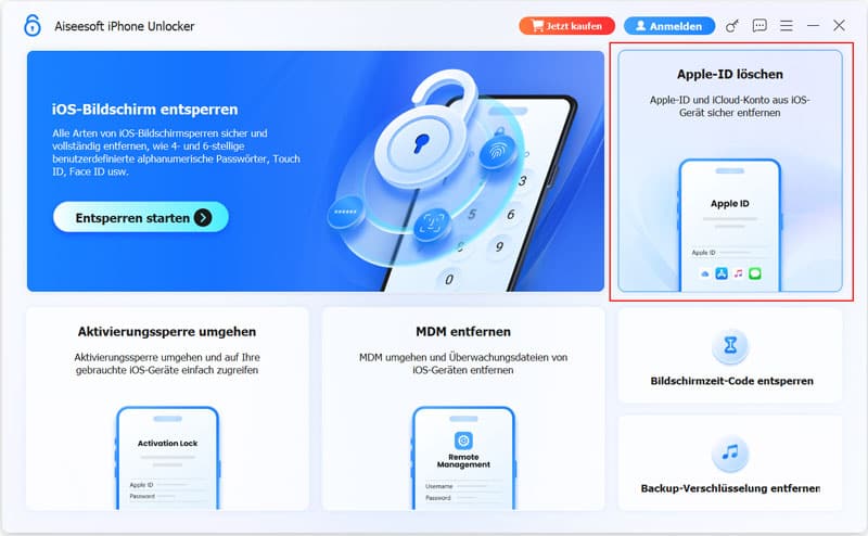 Apple-ID löschen wählen