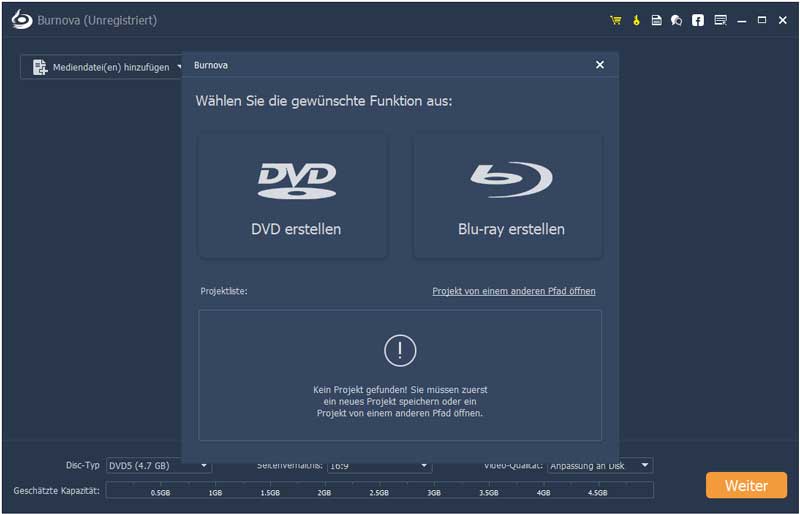 DVD/Blu-ray-Disc erstellen