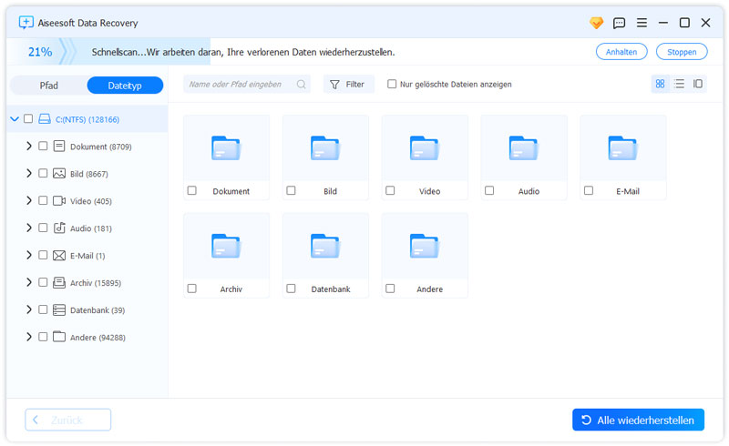 Gelöschte Dateien auf Computer wiederherstellen