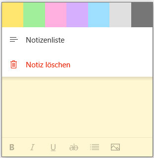 Notizenliste anzeigen