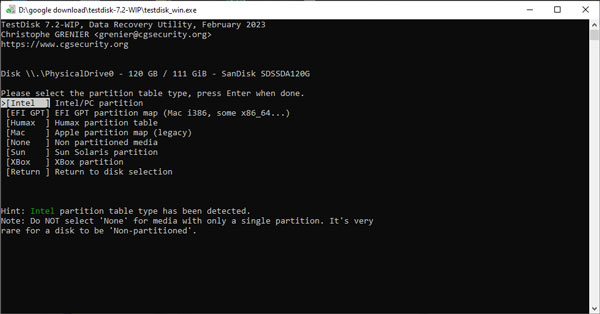 Partition mit Testdisk analysieren