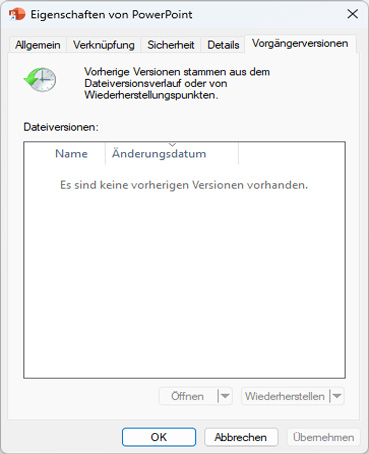 PPT aus Vorgängerversion wiederherstellen