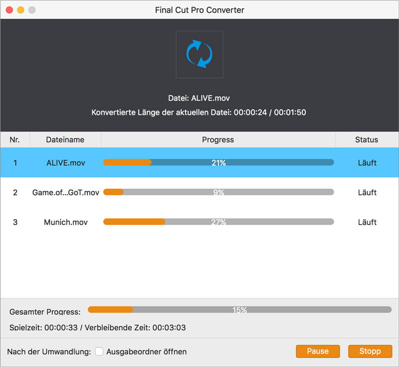 Videos für Final Cut Pro umwandeln