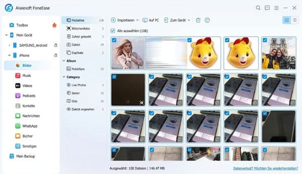 Bilder in FoneEase laden