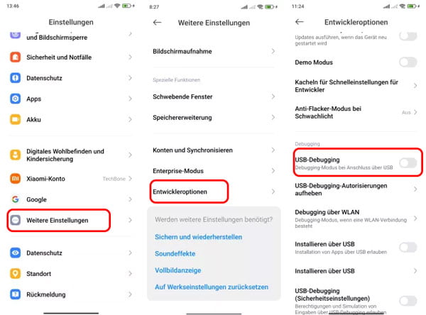 USB-Debugging-Modus aktivieren